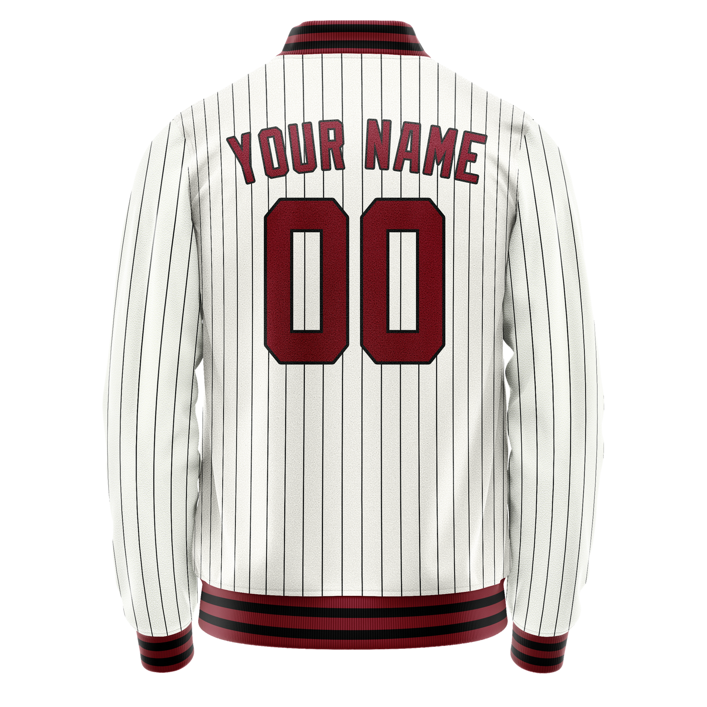 Custom White Red Black Pinstripe Varsity Letterman Jacket