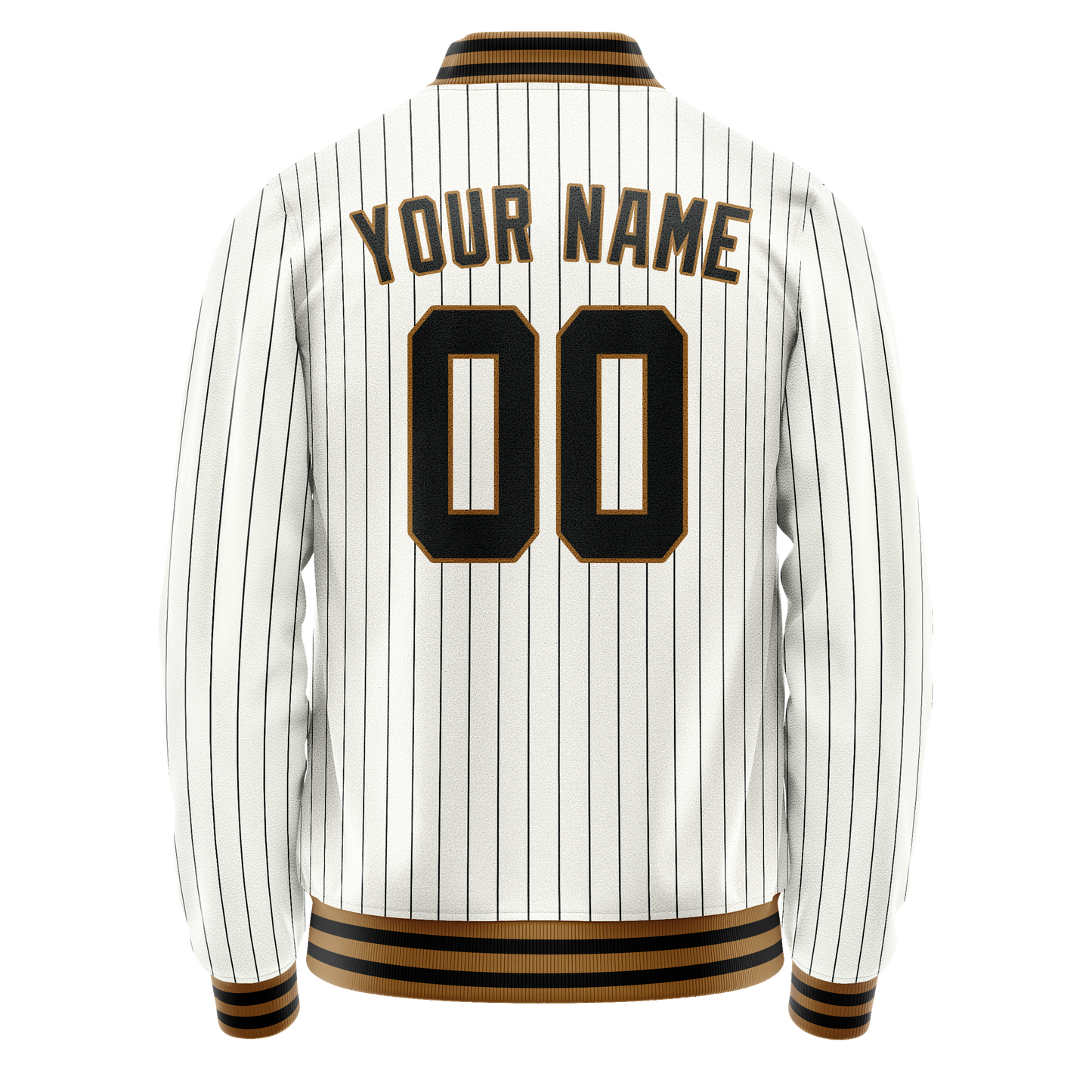 Custom White Black Black Pinstripe Varsity Letterman Jacket