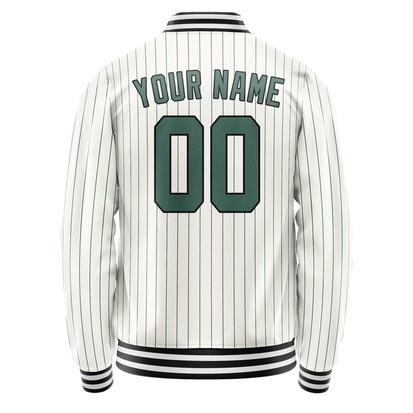 Custom White Teal Teal Pinstripe Varsity Letterman Jacket