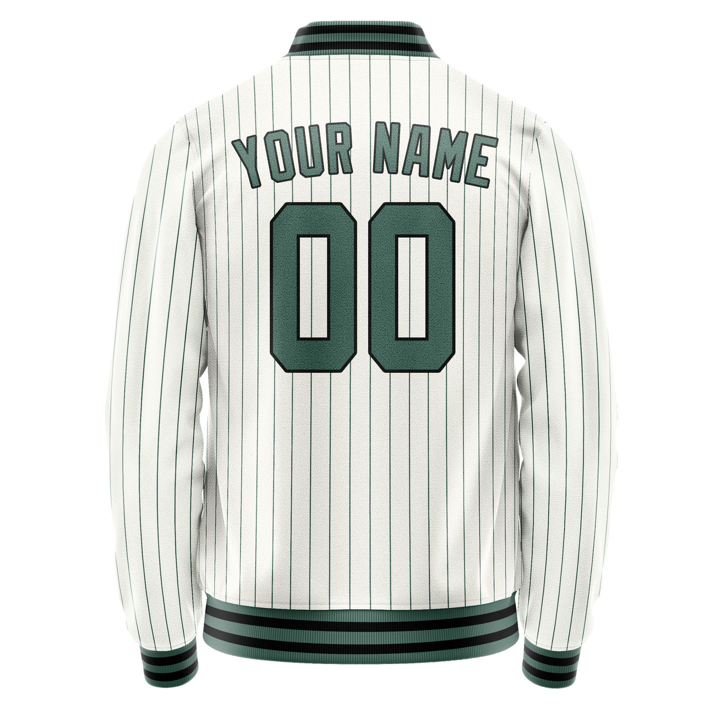 Custom White Teal Teal Pinstripe Varsity Letterman Jacket