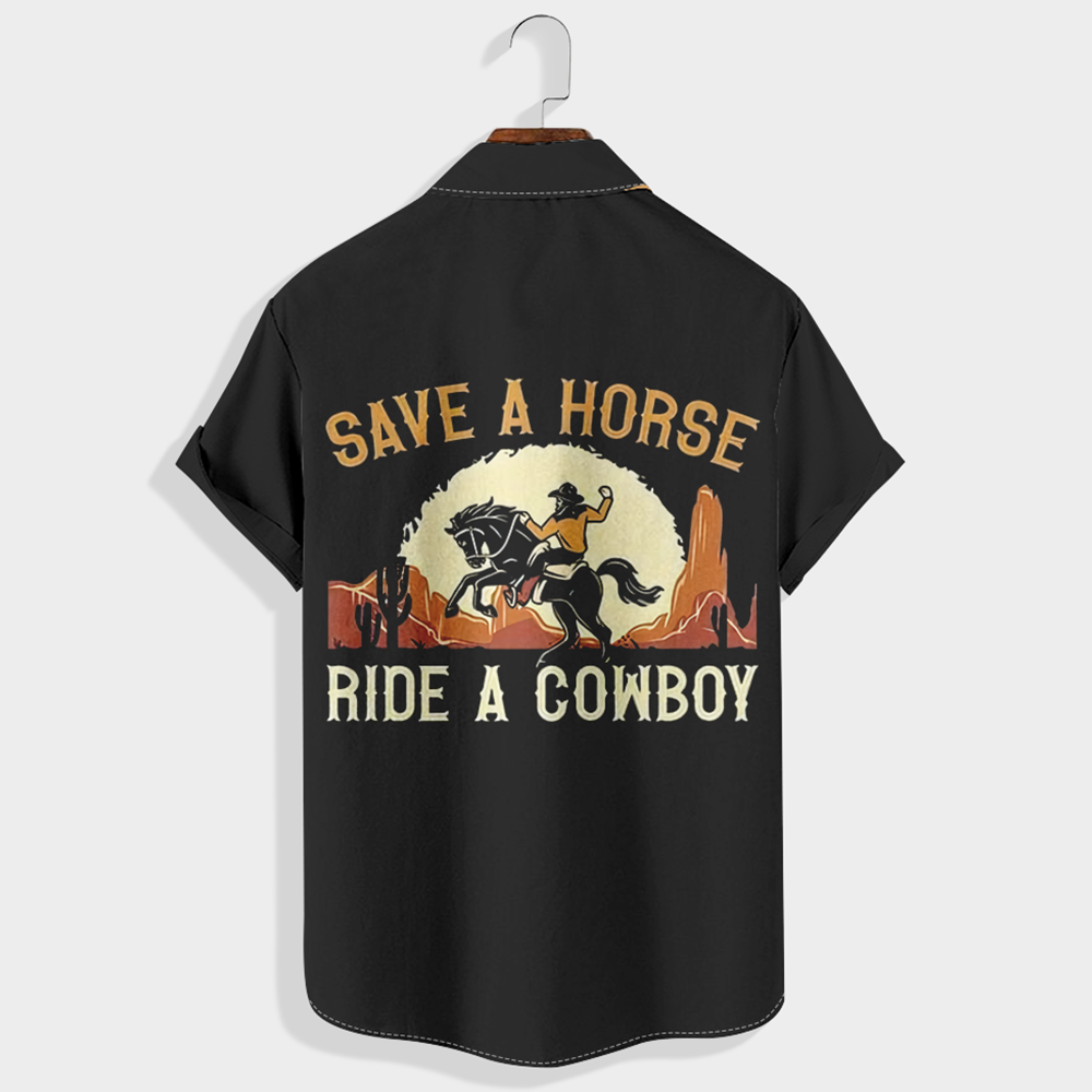 Save a horse, ride a cowboy Printed Short Sleeve Shirt & Shorts Set