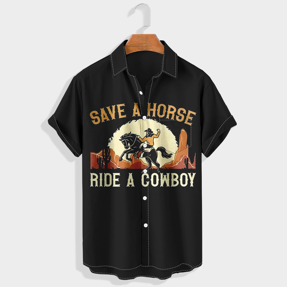 Save a horse, ride a cowboy Printed Short Sleeve Shirt & Shorts Set
