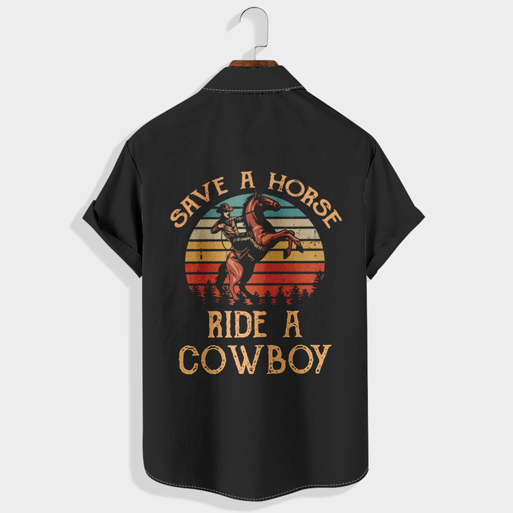 Save a horse, ride a cowboy Printed Short Sleeve Shirt & Shorts Set