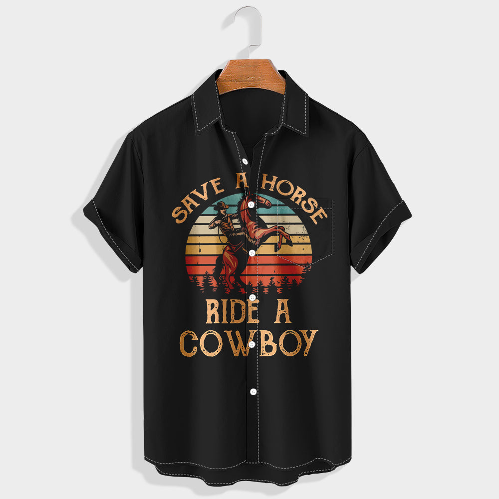 Save a horse, ride a cowboy Printed Short Sleeve Shirt & Shorts Set