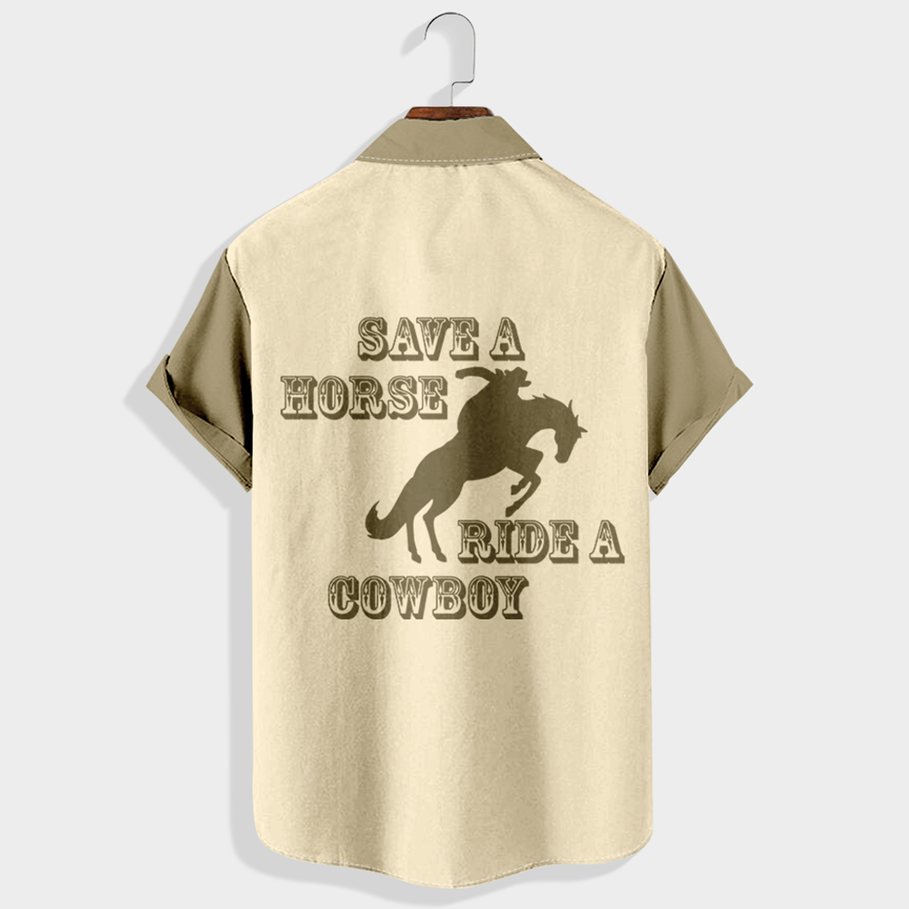 Save a horse, ride a cowboy Printed Short Sleeve Shirt & Shorts Set