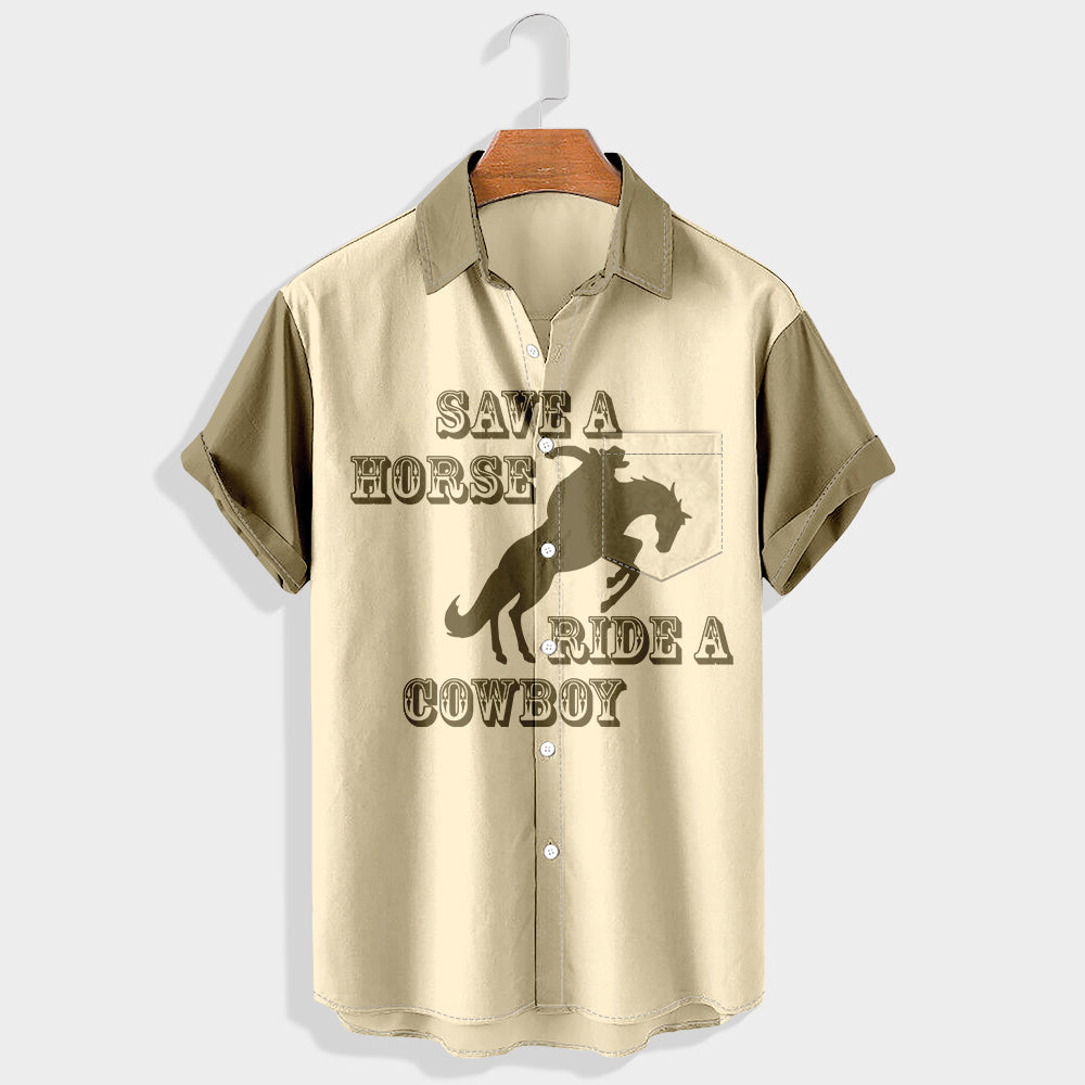 Save a horse, ride a cowboy Printed Short Sleeve Shirt & Shorts Set