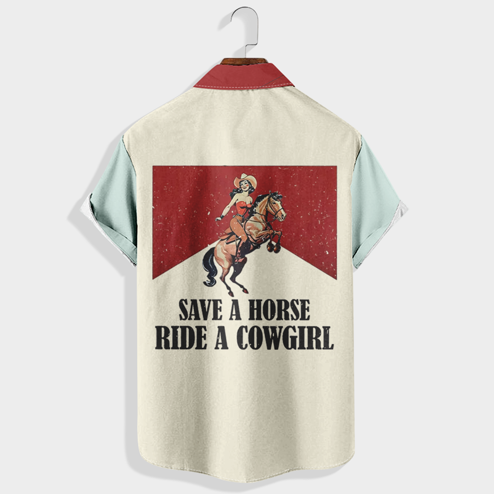 Save a horse, ride a cowboy Printed Short Sleeve Shirt & Shorts Set