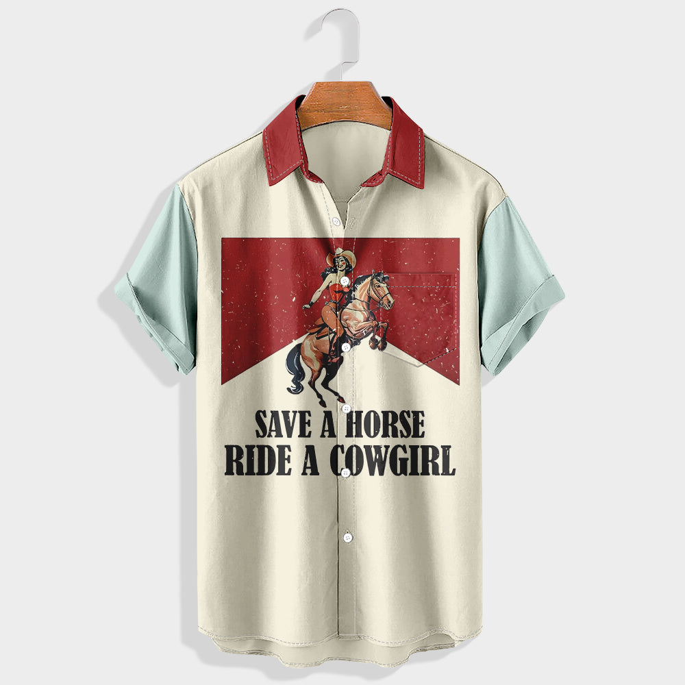 Save a horse, ride a cowboy Printed Short Sleeve Shirt & Shorts Set