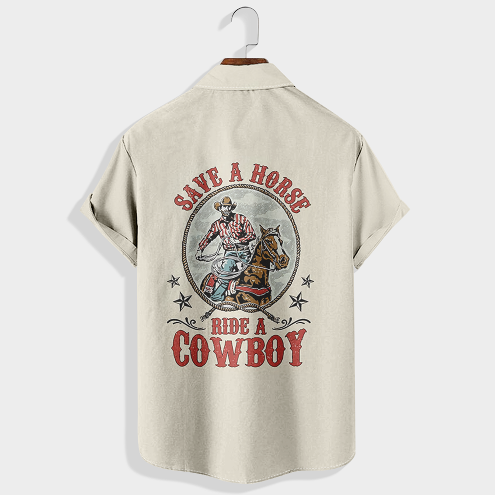 Save a horse, ride a cowboy Printed Short Sleeve Shirt & Shorts Set