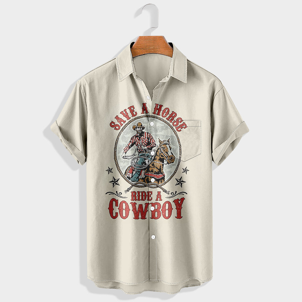 Save a horse, ride a cowboy Printed Short Sleeve Shirt & Shorts Set