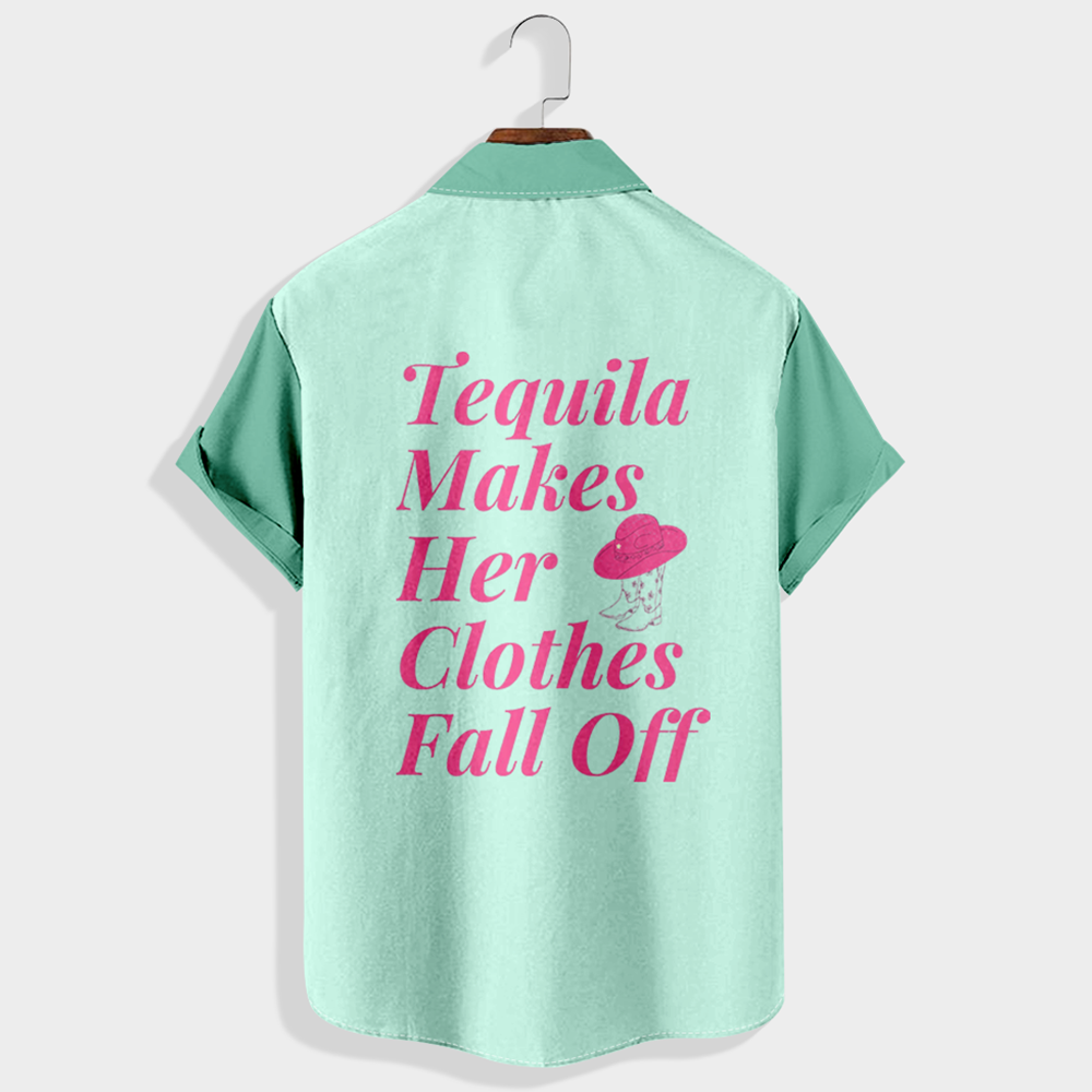 Tequila makes her clothes fall off Printed Short Sleeve Shirt & Shorts Set