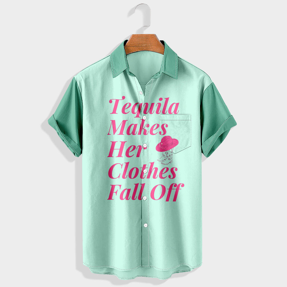 Tequila makes her clothes fall off Printed Short Sleeve Shirt & Shorts Set