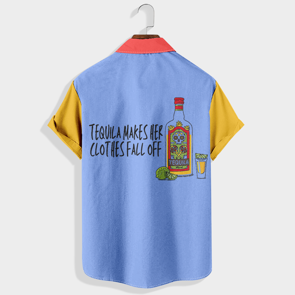 Tequila makes her clothes fall off Printed Short Sleeve Shirt & Shorts Set