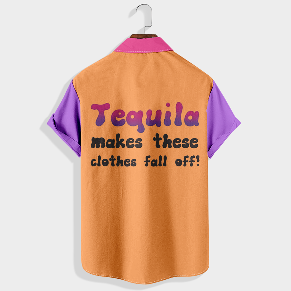 Tequila makes her clothes fall off Printed Short Sleeve Shirt & Shorts Set