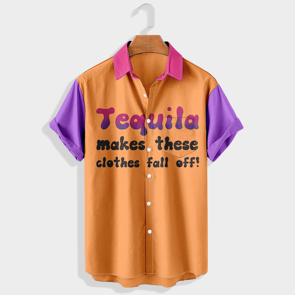 Tequila makes her clothes fall off Printed Short Sleeve Shirt & Shorts Set