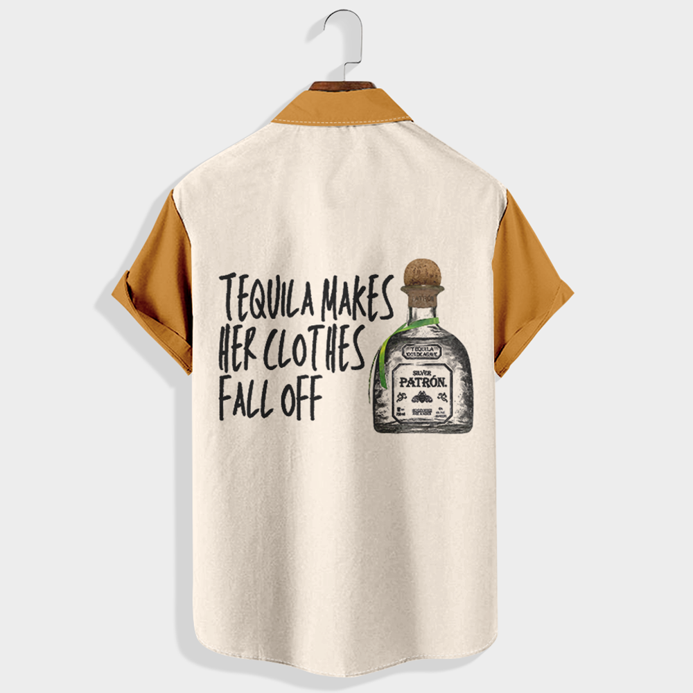 Tequila makes her clothes fall off Printed Short Sleeve Shirt & Shorts Set