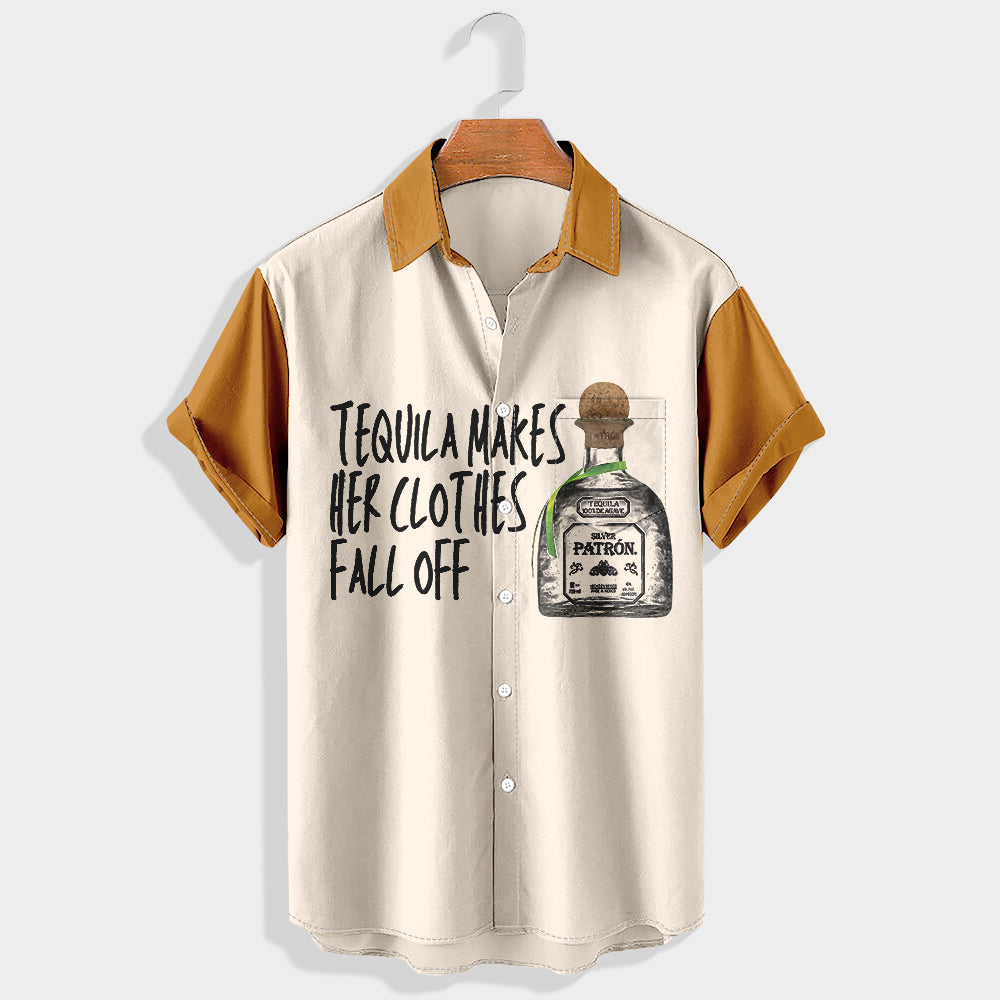 Tequila makes her clothes fall off Printed Short Sleeve Shirt & Shorts Set