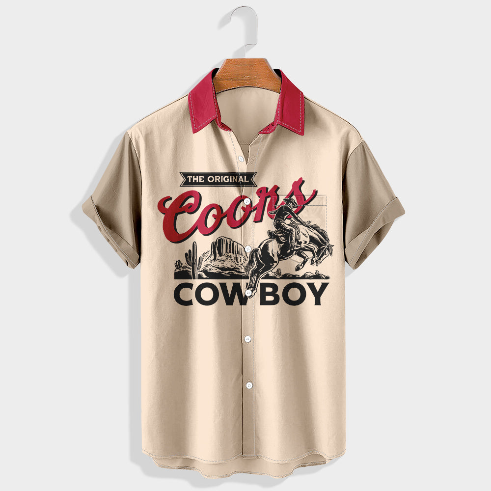 The Original Coors Cowboy  Printed Short Sleeve Shirt & Shorts Set