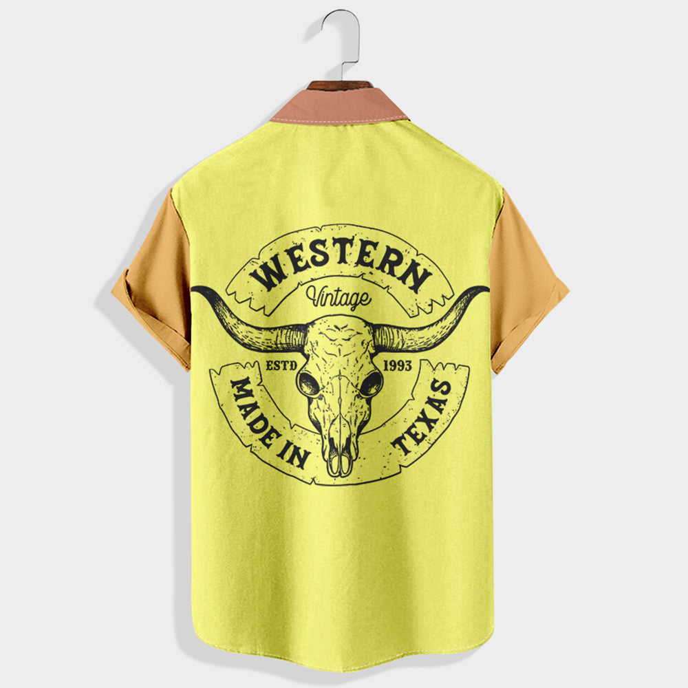 Western Vintage Made in Texas Est. 1993  Printed Short Sleeve Shirt & Shorts Set