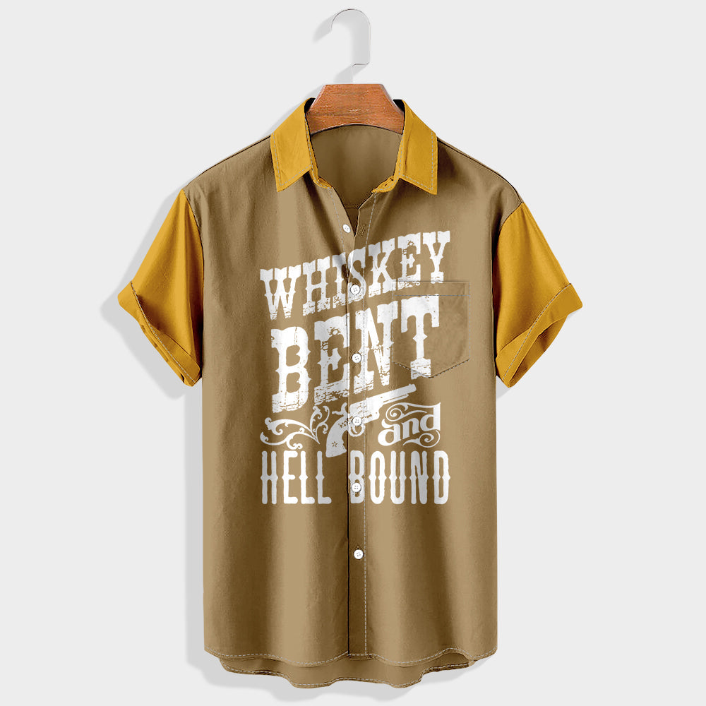 Whiskey bent and hell bound Printed Short Sleeve Shirt & Shorts Set