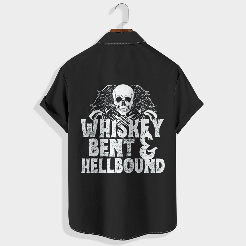 Whiskey bent and hell bound Printed Short Sleeve Shirt & Shorts Set