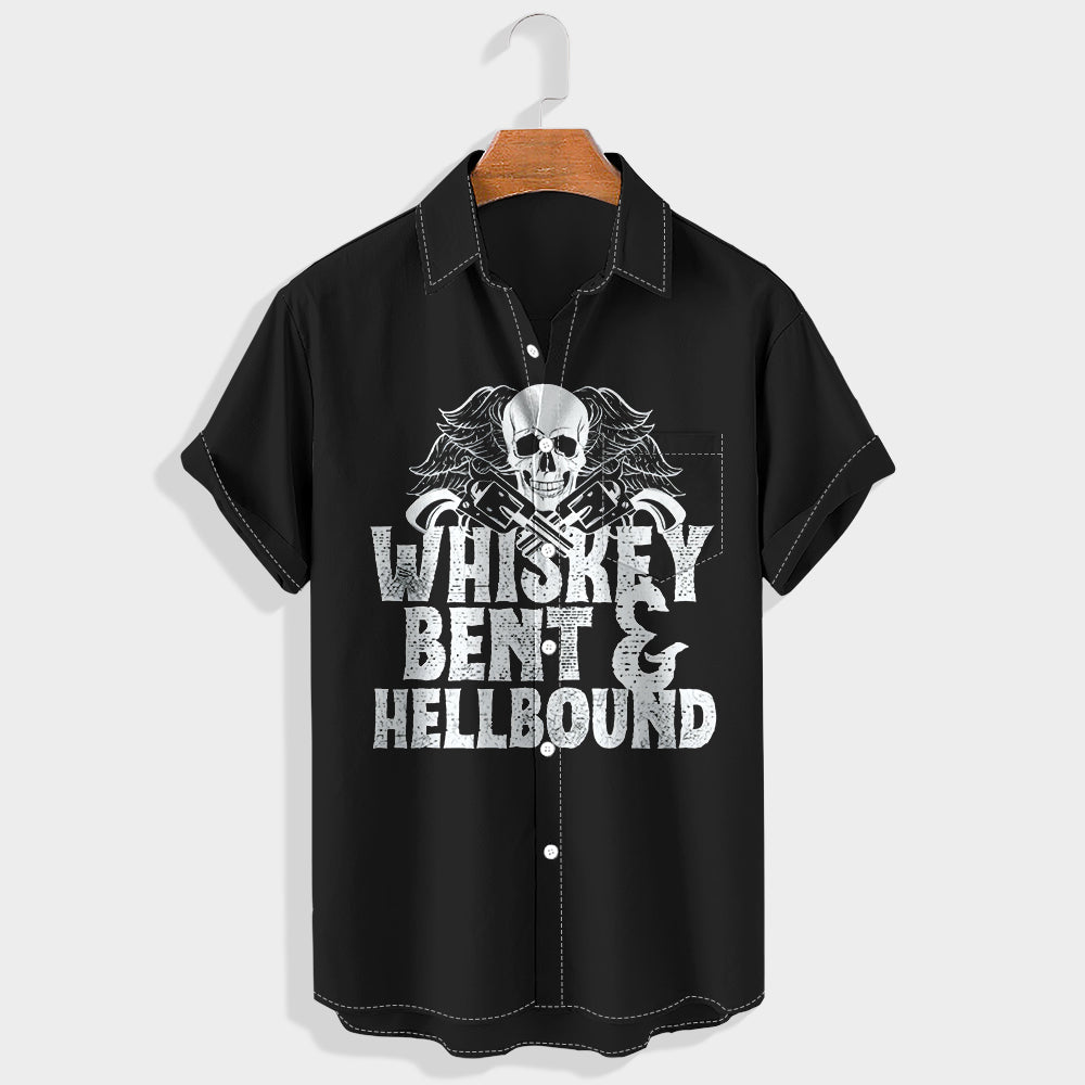 Whiskey bent and hell bound Printed Short Sleeve Shirt & Shorts Set