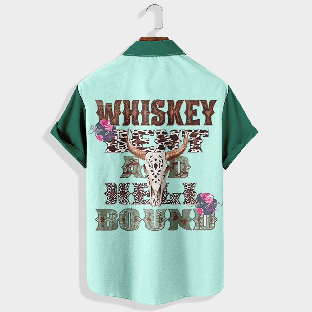 Whiskey bent and hell bound Printed Short Sleeve Shirt & Shorts Set