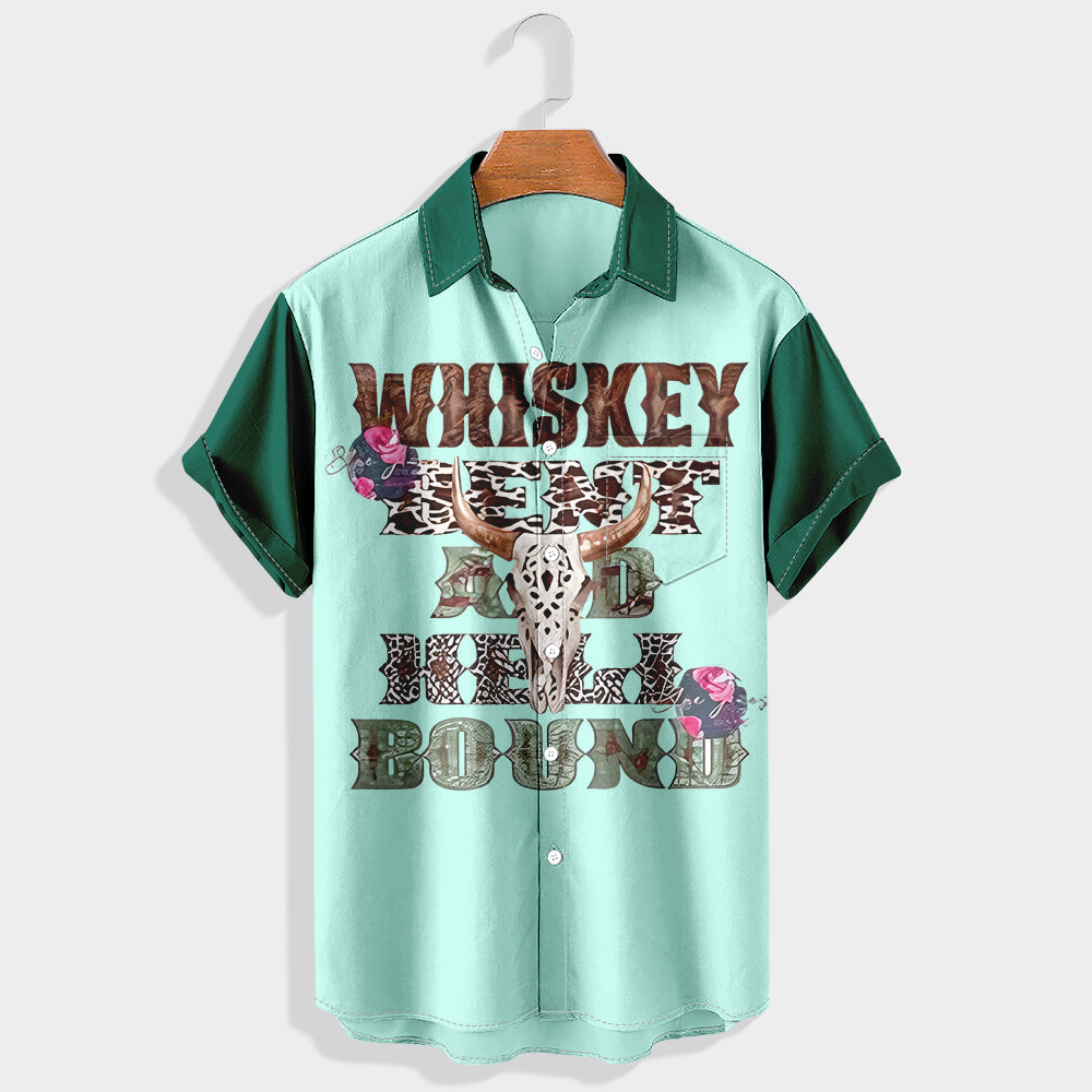 Whiskey bent and hell bound Printed Short Sleeve Shirt & Shorts Set