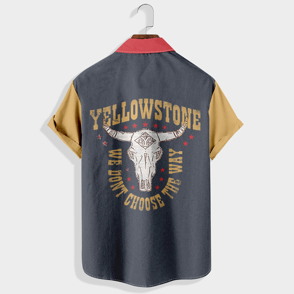 Yellowstone We Don't Choose the Way with Longhorn Skull Printed Short Sleeve Shirt & Shorts Set