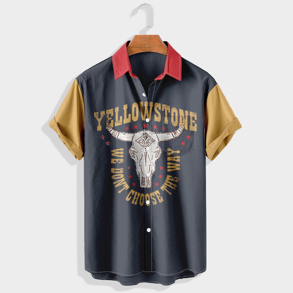 Yellowstone We Don't Choose the Way with Longhorn Skull Printed Short Sleeve Shirt & Shorts Set