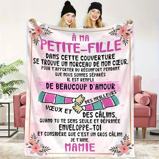 Blanket for Granddaughter Gifts - À Ma Petite-Fille... Il Est Rempli De Beaucoup D'Amour,” From Mamie, Birthday, Christmas, Everyday Encouragement, Inspirational