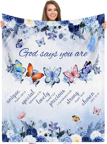 Blanket for Daughter Gifts, “God says you are”, From Mom Dad, Birthday, Christmas, Graduation, Motivational Inspirational