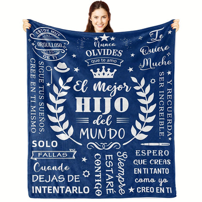 Blanket for Son Gifts, “El Mejor Hijo del Mundo”, From Parents, Birthday, Christmas, Graduation, Inspirational Motivational