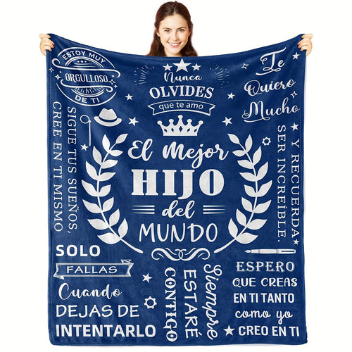 Blanket for Son Gifts, “El Mejor Hijo del Mundo”, From Parents, Birthday, Christmas, Graduation, Inspirational Motivational