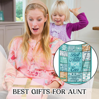 Blanket for Aunt Gifts, “Best Aunt Ever”, From Niece or Nephew, Birthday Christmas Holiday Graduation, Inspirational Motivational