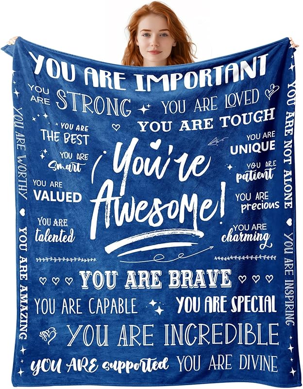 Blanket for Son Gifts, “You’re Awesome!”, From Mom Dad, Birthday, Graduation, Christmas, Everyday Encouragement, Inspirational