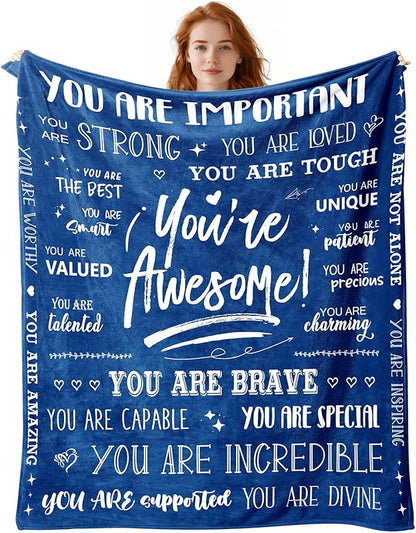 Blanket for Son Gifts, “You’re Awesome!”, From Mom Dad, Birthday, Graduation, Christmas, Everyday Encouragement, Inspirational