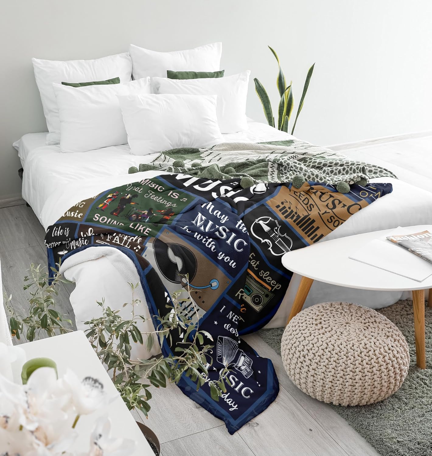 Blanket for Son Gifts, “May the Music Be With You”, From Mom Dad, Birthday, Christmas, Graduation, Inspirational, Motivational