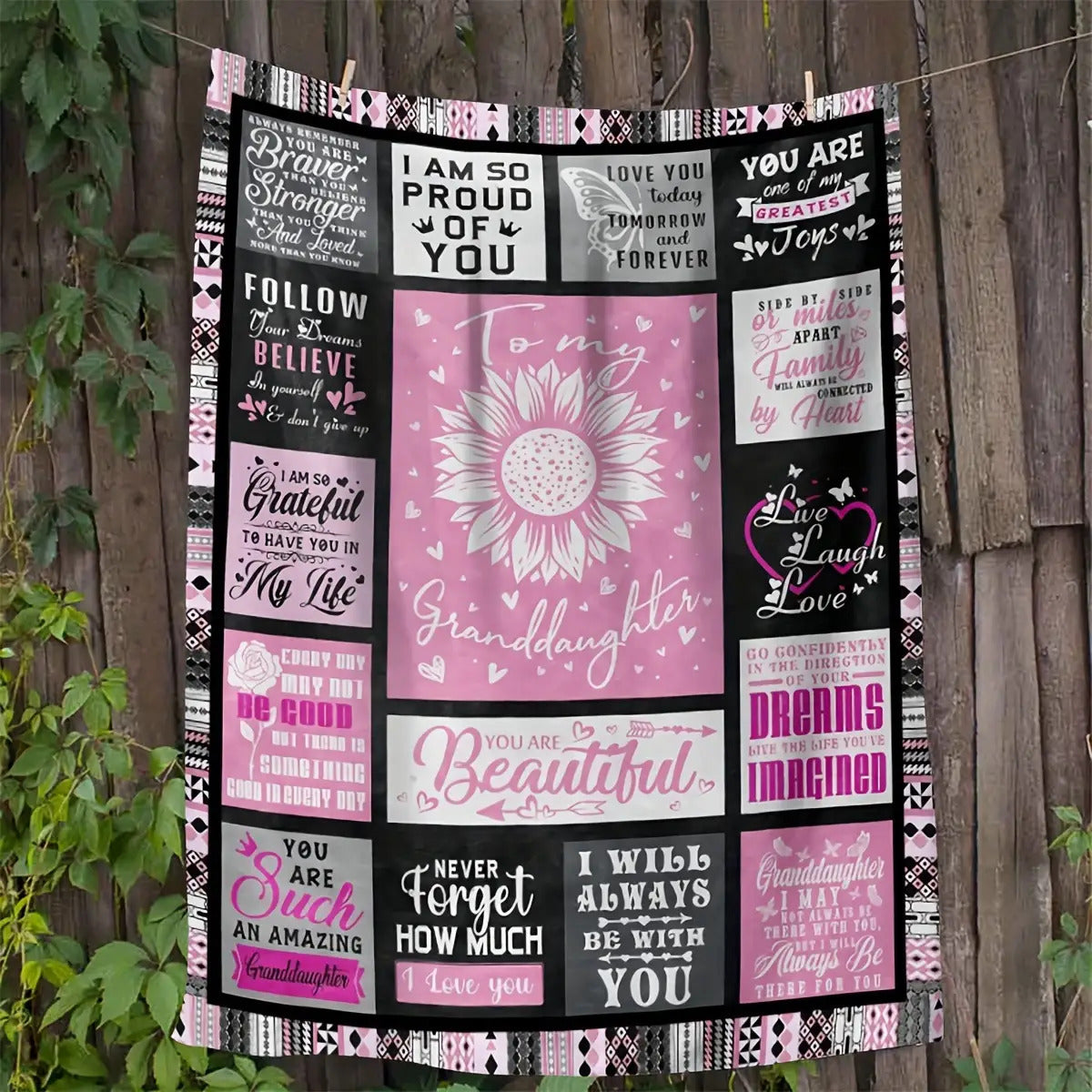Blanket for Granddaughter Gifts - To my Granddaughter - From Grandma Grandpa, Birthday Christmas Graduation, Inspirational Motivational