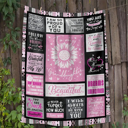Blanket for Granddaughter Gifts - To my Granddaughter - From Grandma Grandpa, Birthday Christmas Graduation, Inspirational Motivational