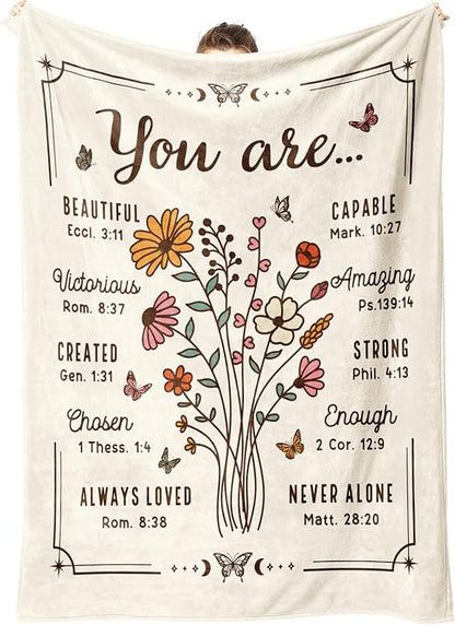 Blanket for Daughter Gifts, “You Are... Beautiful, Capable, Amazing, Loved, Never Alone”, From Mom Dad, Birthday Christmas Graduation, Inspirational