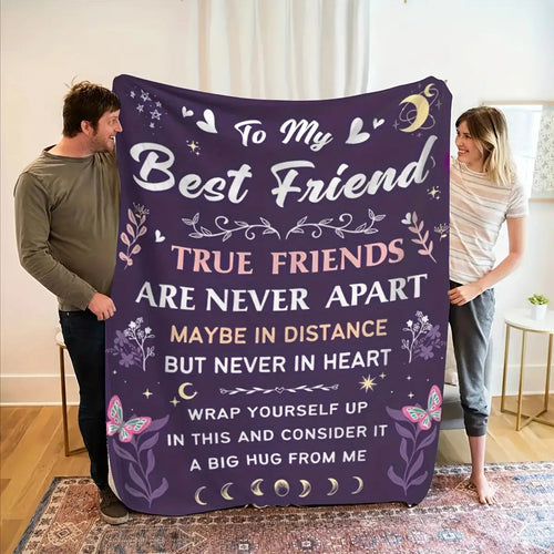 Blanket for Best Friend Gifts - True Friends Are Never Apart Maybe in Distance But Never in Heart - From Friend, Birthday, Christmas, Everyday Encouragement, Inspirational