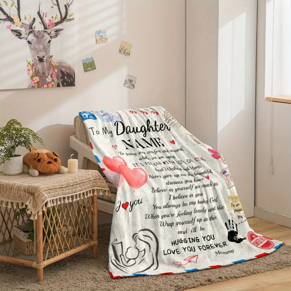 Blanket for Daughter Gifts - Hugging You I Love You Forever Mommy - From Mom, Birthday, Christmas, Everyday Encouragement, Inspirational
