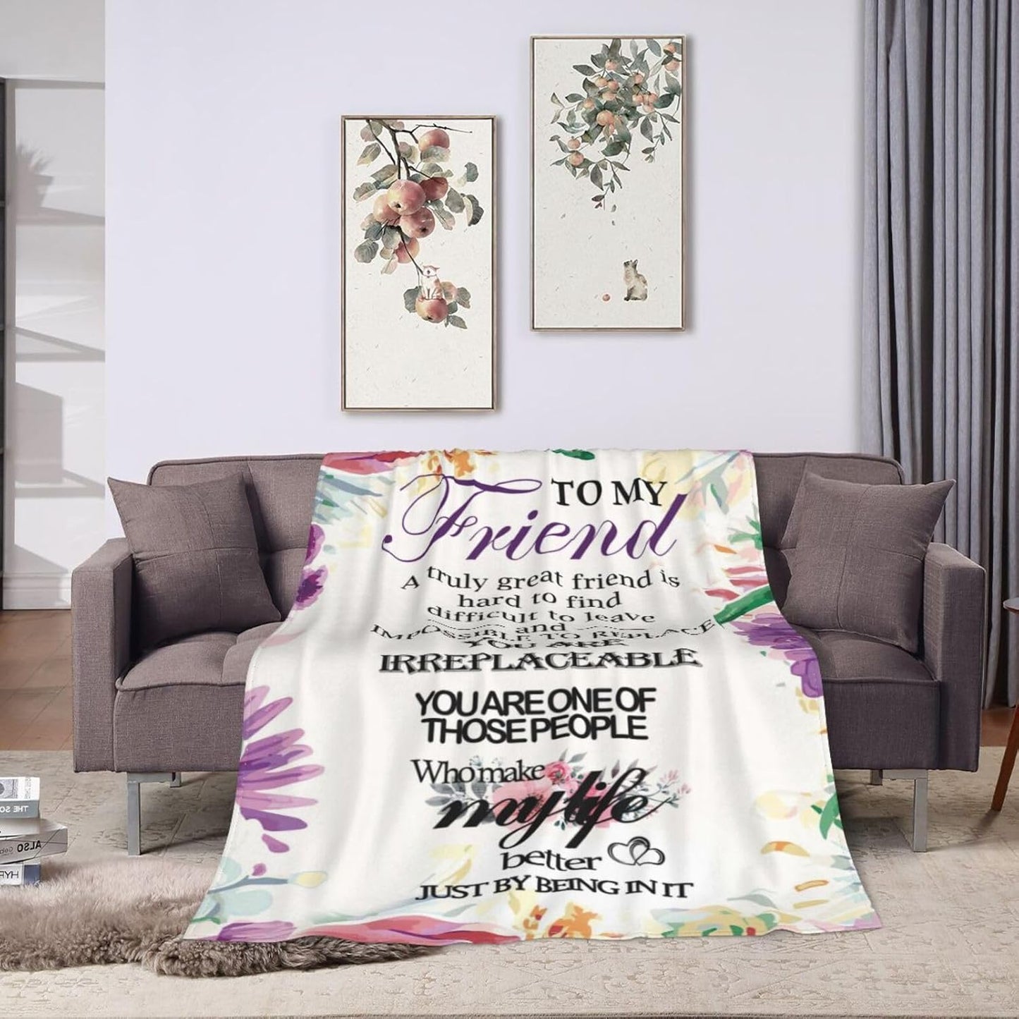 Blanket for Friend Gifts, “You Are Irreplaceable, You Make My Life Better Just By Being In It”, From Best Friend, Birthday Christmas, Inspirational