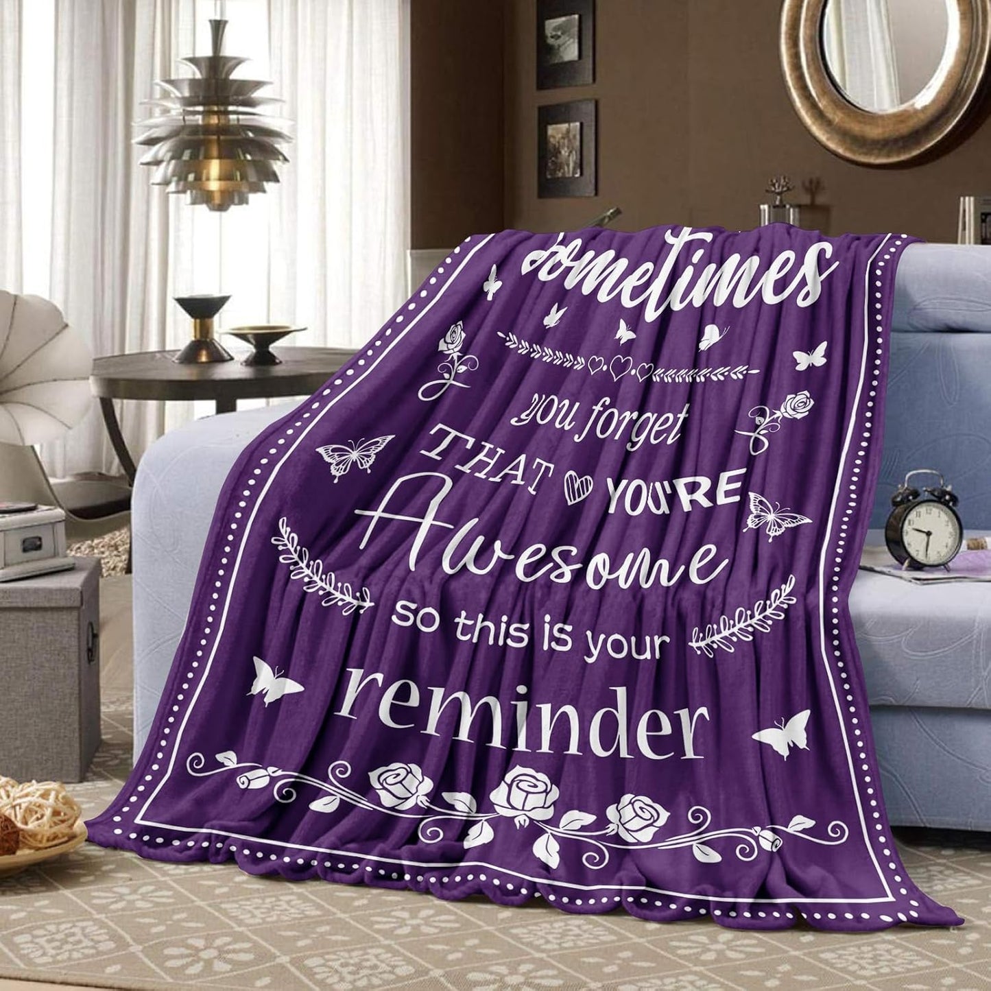 Blanket for Son Gifts, “Sometimes you forget that you’re awesome so this is your reminder”, From Mom Dad, Birthday, Christmas, Inspirational