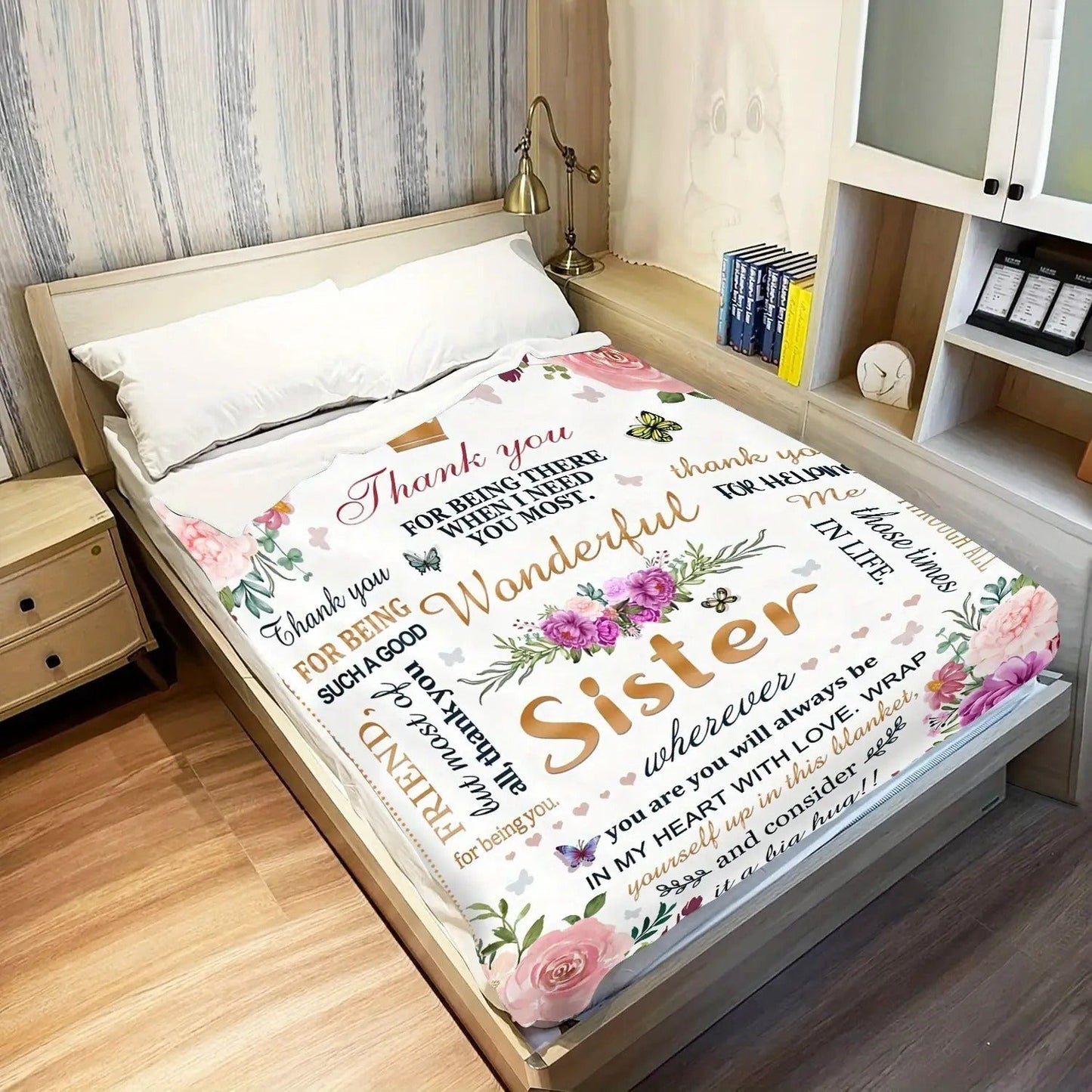 Gifts for Sister Blanket - Thank you for being such a good friend,” From Sibling, Birthday, Christmas, Everyday Encouragement, Inspirational Motivational