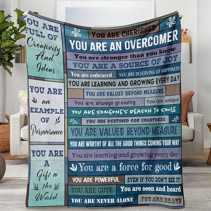 Blanket for Son Gifts, “You Are an Overcomer”, From Parents, Birthday, Christmas, Graduation, Inspirational, Motivational