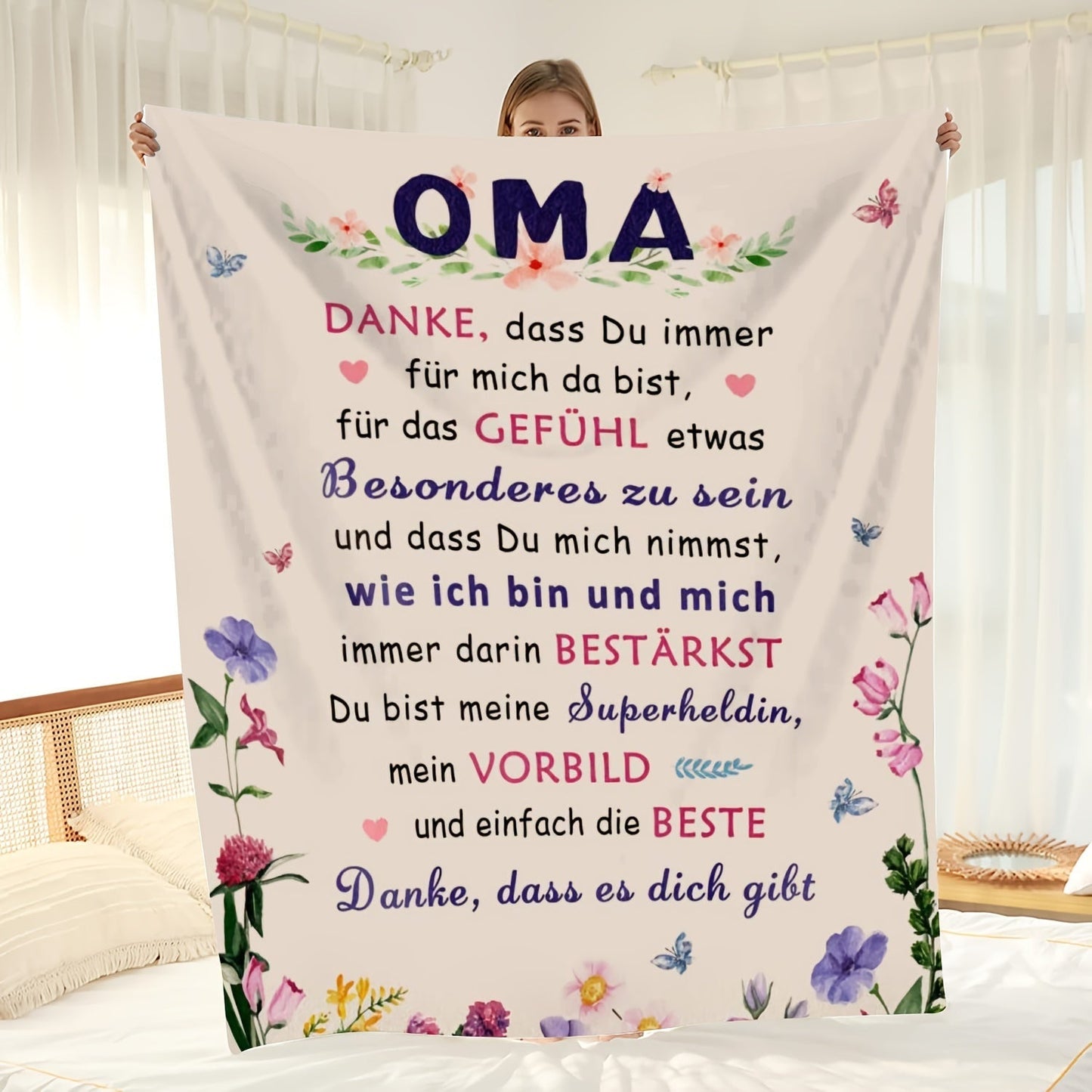 Blanket for Oma Gifts, “Danke, dass Du immer für mich da bist”, From Grandchild, Birthday, Christmas, Everyday Encouragement, Inspirational
