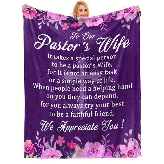 Blanket for Pastor's Wife Gifts - We Appreciate You! - From Congregation, Birthday, Christmas, Everyday Encouragement, Inspirational Theme