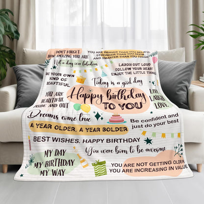 Blanket for Daughter Gifts, “Happy birthday to you”, From Mom Dad, Birthday Christmas Graduation Holiday, Inspirational Motivational